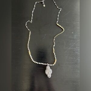 Stella & Dot gray hematite stone pendant
